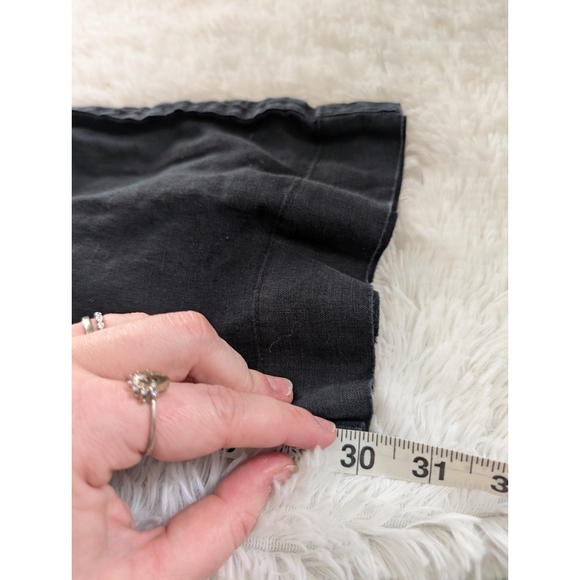 Quince 100% Linen Black Elastic Waist Wide Leg Pants With Pockets Size Large - Picture 9 of 10